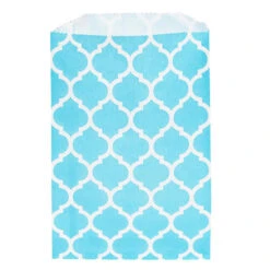 Aqua Blue Casablanca Pattern Candy Bags: 25-Piece Pack