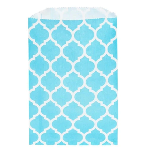 Aqua Blue Casablanca Pattern Candy Bags: 25-Piece Pack -Candy Haven Shop aqua blue casablanca pattern candy bags 25 piece pack candy warehouse 1