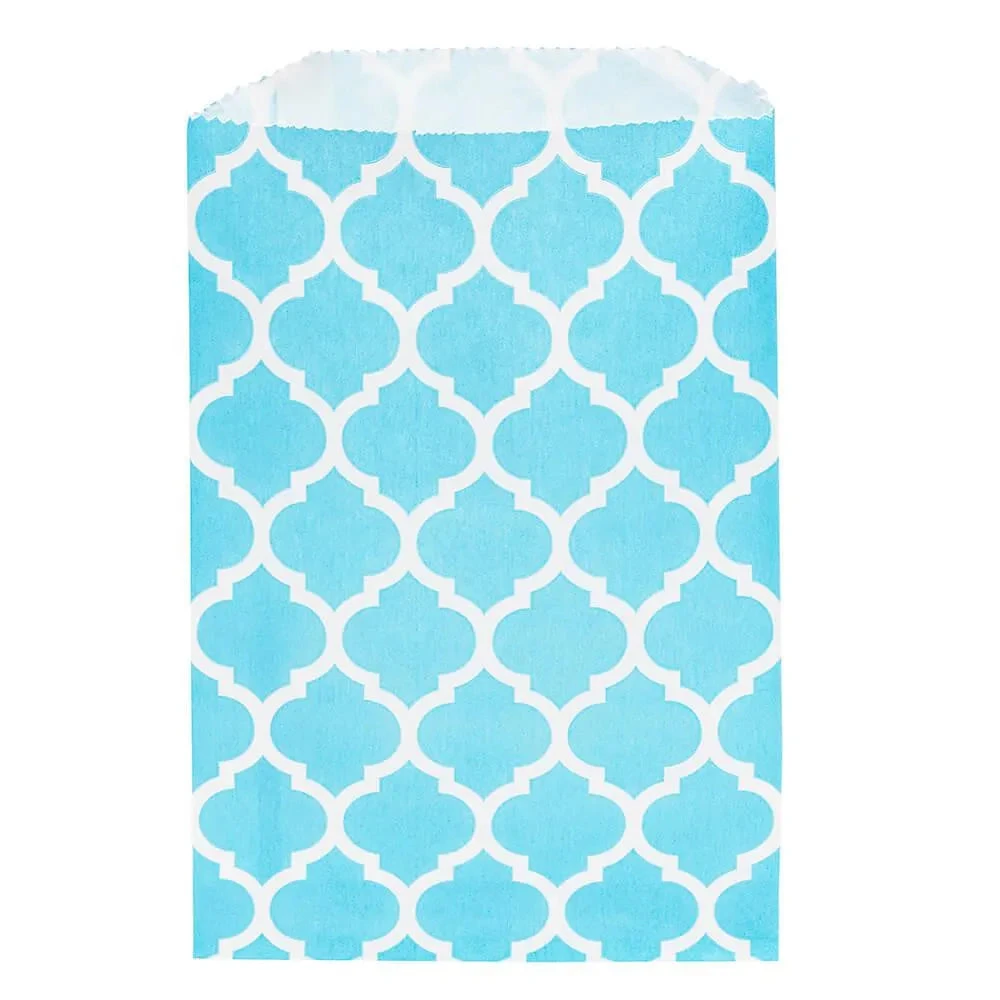 Aqua Blue Casablanca Pattern Candy Bags: 25-Piece Pack 1 Aqua Blue Casablanca Pattern Candy Bags: 25-Piece Pack
