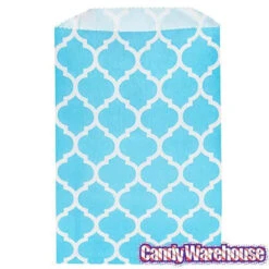 Aqua Blue Casablanca Pattern Candy Bags: 25-Piece Pack 7 Aqua Blue Casablanca Pattern Candy Bags: 25-Piece Pack -Candy Haven Shop aqua blue casablanca pattern candy bags 25 piece pack candy warehouse 4