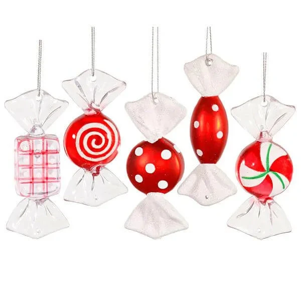 Assorted Peppermint Candy Ornaments - 3.5 Inch: 5-Piece Box 1 Assorted Peppermint Candy Ornaments - 3.5 Inch: 5-Piece Box