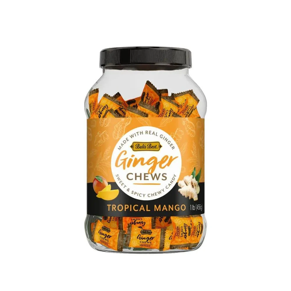 Bali's Best Tropical Mango Ginger Chews: 1LB Jar 2 Bali's Best Tropical Mango Ginger Chews: 1LB Jar - Image 2
