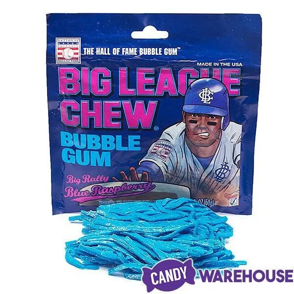 Big League Chew Bubble Gum Packs - Blue Raspberry: 12-Piece Box 2 Big League Chew Bubble Gum Packs - Blue Raspberry: 12-Piece Box - Image 2