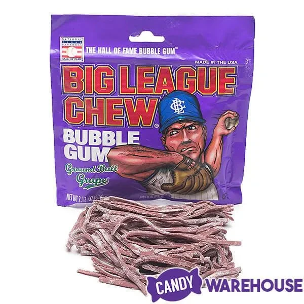Big League Chew Bubble Gum Packs - Grape: 12-Piece Box 4 Big League Chew Bubble Gum Packs - Grape: 12-Piece Box - Image 4