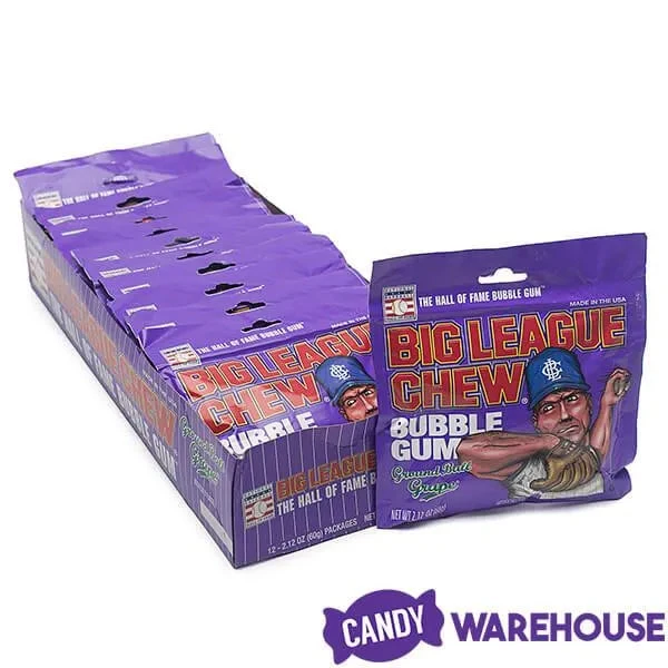 Big League Chew Bubble Gum Packs - Grape: 12-Piece Box 5 Big League Chew Bubble Gum Packs - Grape: 12-Piece Box - Image 5