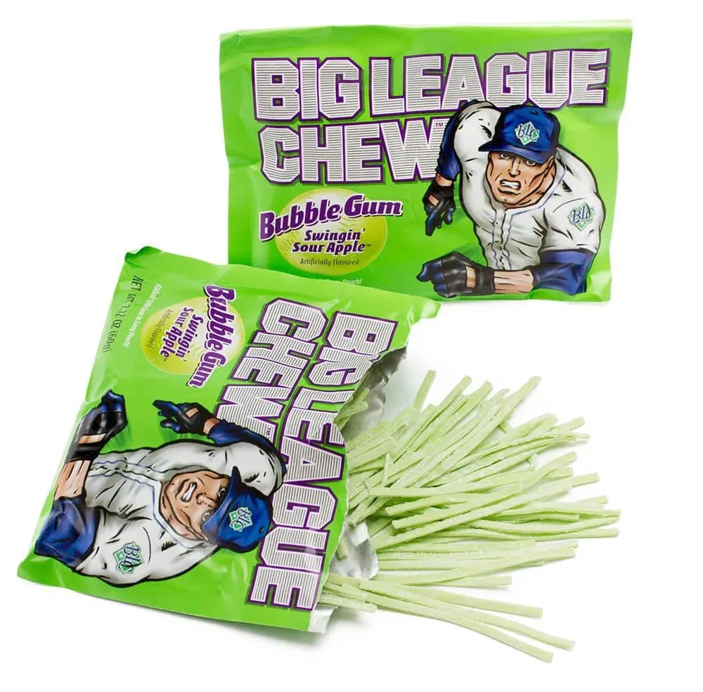 Big League Chew Bubble Gum Packs - Sour Apple: 12-Piece Box 1 Big League Chew Bubble Gum Packs - Sour Apple: 12-Piece Box