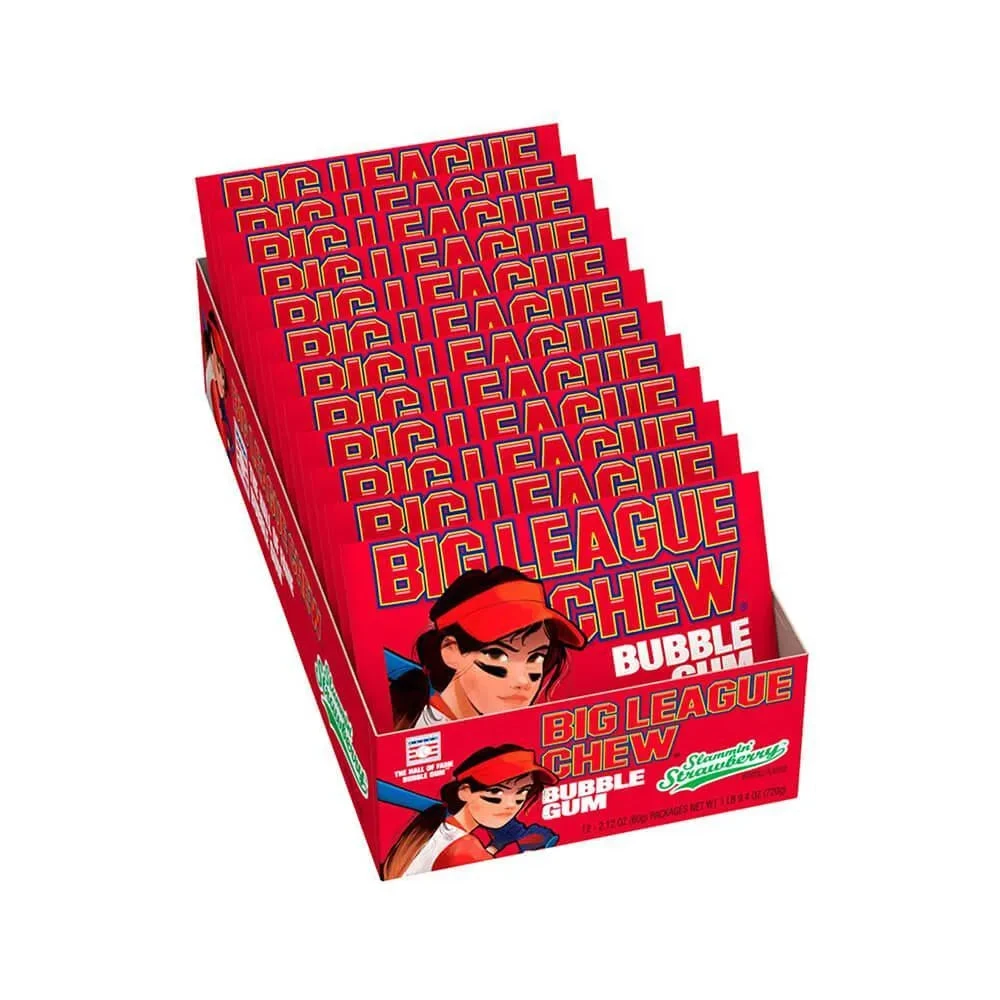 Big League Chew Girl Bubble Gum Packs - Strawberry: 12-Piece Box 2 Big League Chew Girl Bubble Gum Packs - Strawberry: 12-Piece Box - Image 2
