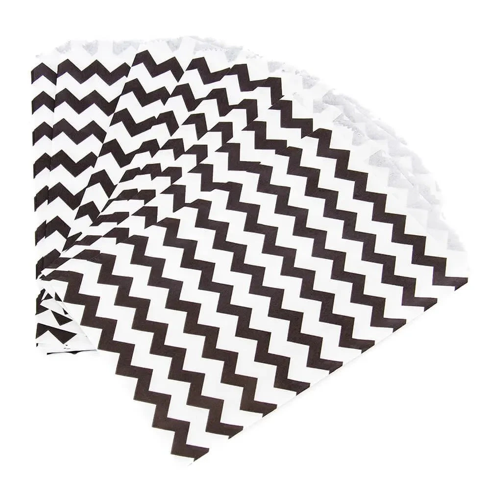 Black Chevron Stripe Candy Bags: 25-Piece Pack 1 Black Chevron Stripe Candy Bags: 25-Piece Pack