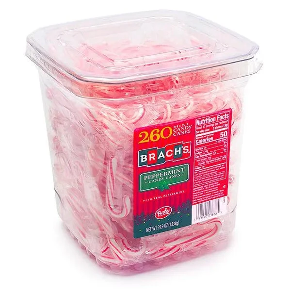 Bobs Sweet Stripes Mini Peppermint Candy Canes: 260-Piece Tub 1 Bobs Sweet Stripes Mini Peppermint Candy Canes: 260-Piece Tub