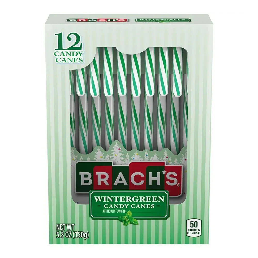 Brach's Wintergreen Candy Canes 12-PC Box 1 Brach's Wintergreen Candy Canes 12-PC Box