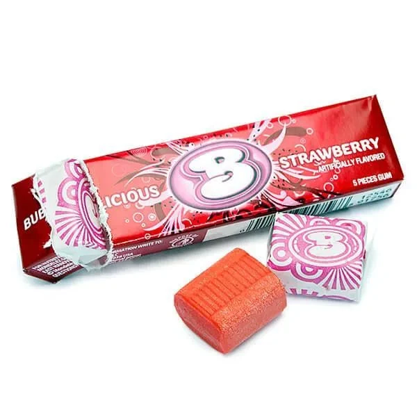 Bubblicious Bubble Gum Packs - Strawberry: 18-Piece Box 1 Bubblicious Bubble Gum Packs - Strawberry: 18-Piece Box