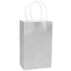 Candy Bags With Handles - Silver: 12-Piece Pack