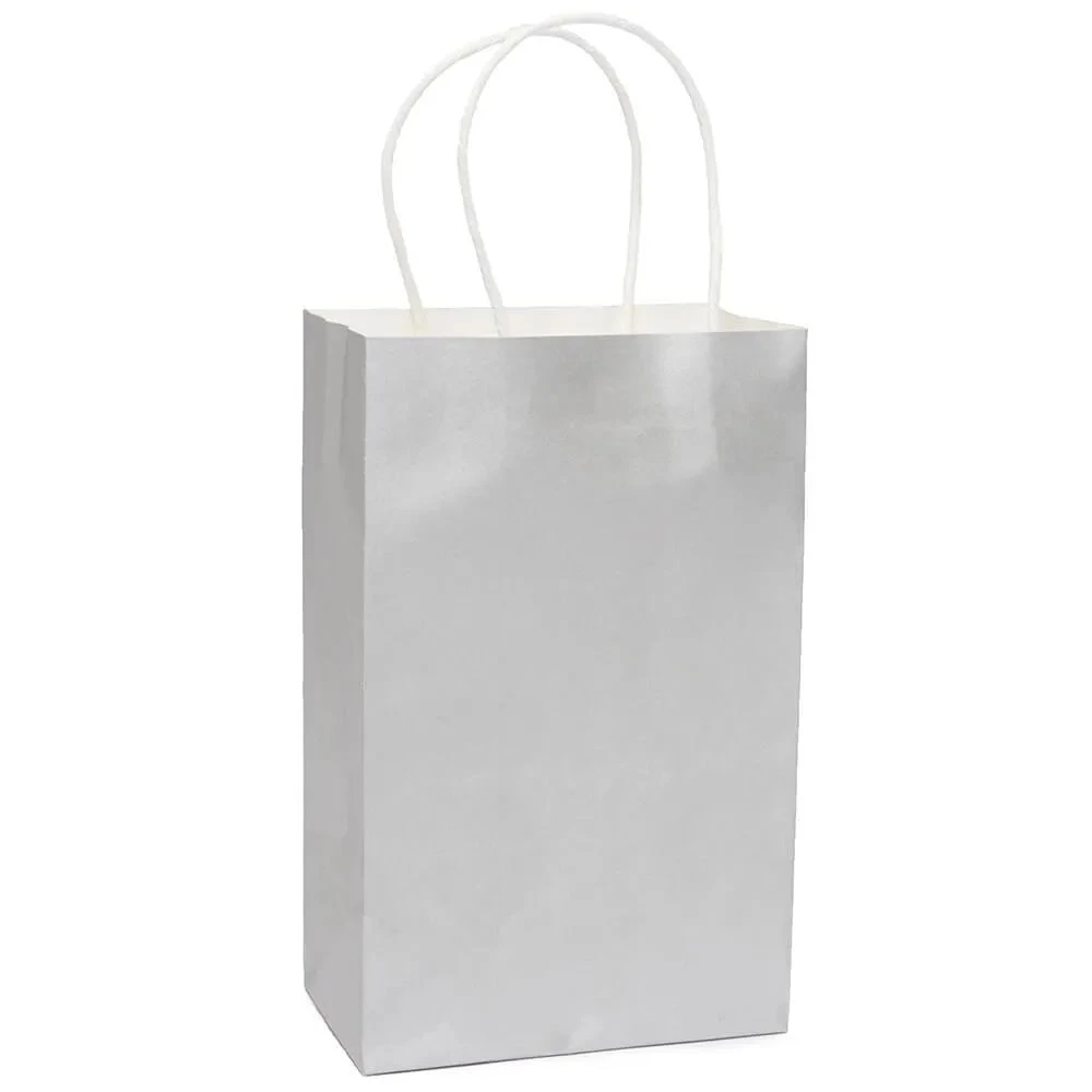 Candy Bags With Handles - Silver: 12-Piece Pack 1 Candy Bags With Handles - Silver: 12-Piece Pack