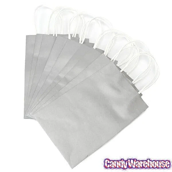 Candy Bags With Handles - Silver: 12-Piece Pack 2 Candy Bags With Handles - Silver: 12-Piece Pack - Image 2