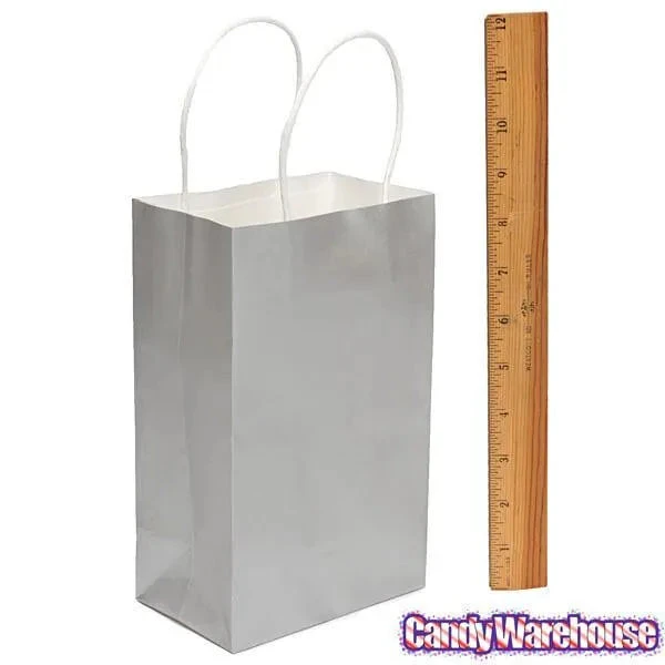 Candy Bags With Handles - Silver: 12-Piece Pack 3 Candy Bags With Handles - Silver: 12-Piece Pack - Image 3