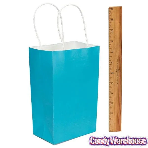 Candy Bags With Handles - Turquoise Blue: 12-Piece Pack 2 Candy Bags With Handles - Turquoise Blue: 12-Piece Pack - Image 2