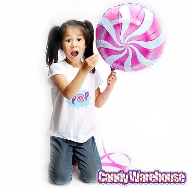 Candy Swirl Foil Balloon - Pink: 18-Inch 3 Candy Swirl Foil Balloon - Pink: 18-Inch - Image 3