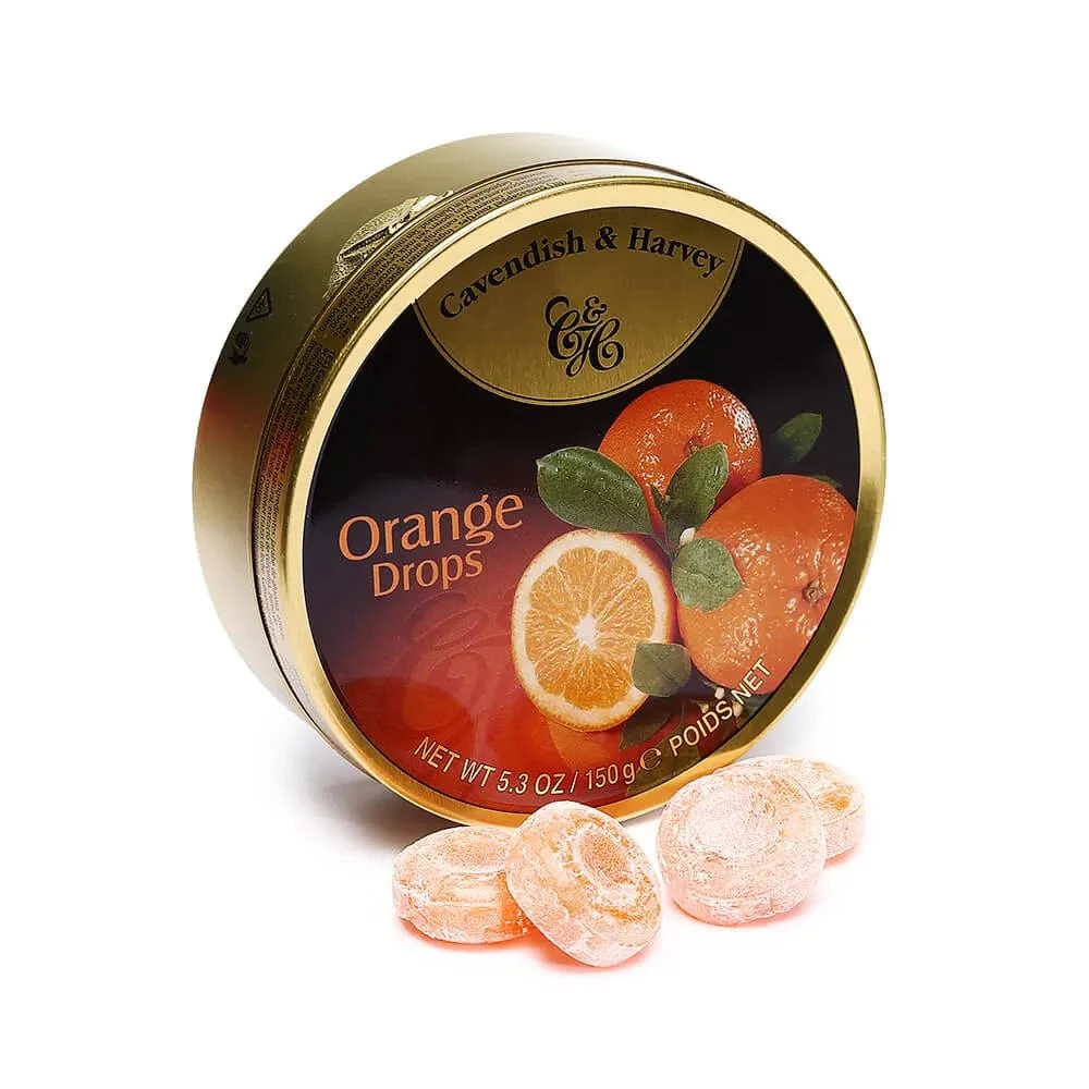 Cavendish & Harvey Hard Candy Drops Tins - Orange: 12-Piece Box 1 Cavendish & Harvey Hard Candy Drops Tins - Orange: 12-Piece Box