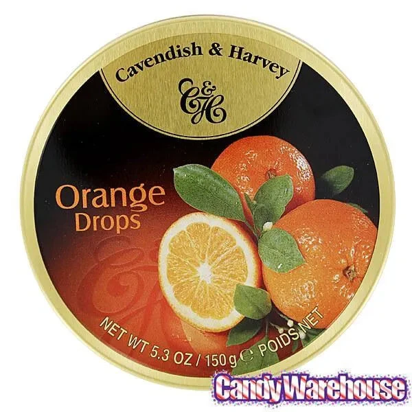 Cavendish & Harvey Hard Candy Drops Tins - Orange: 12-Piece Box 2 Cavendish & Harvey Hard Candy Drops Tins - Orange: 12-Piece Box - Image 2