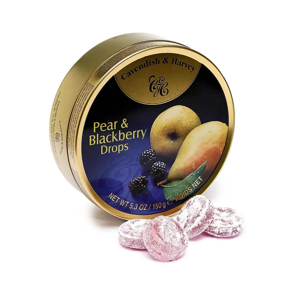 Cavendish & Harvey Hard Candy Drops Tins - Pear & Blackberry: 12-Piece Box 1 Cavendish & Harvey Hard Candy Drops Tins - Pear & Blackberry: 12-Piece Box
