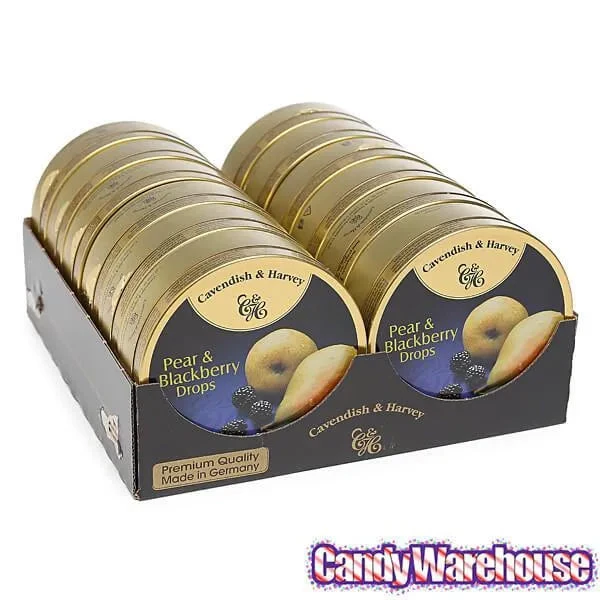 Cavendish & Harvey Hard Candy Drops Tins - Pear & Blackberry: 12-Piece Box 2 Cavendish & Harvey Hard Candy Drops Tins - Pear & Blackberry: 12-Piece Box - Image 2