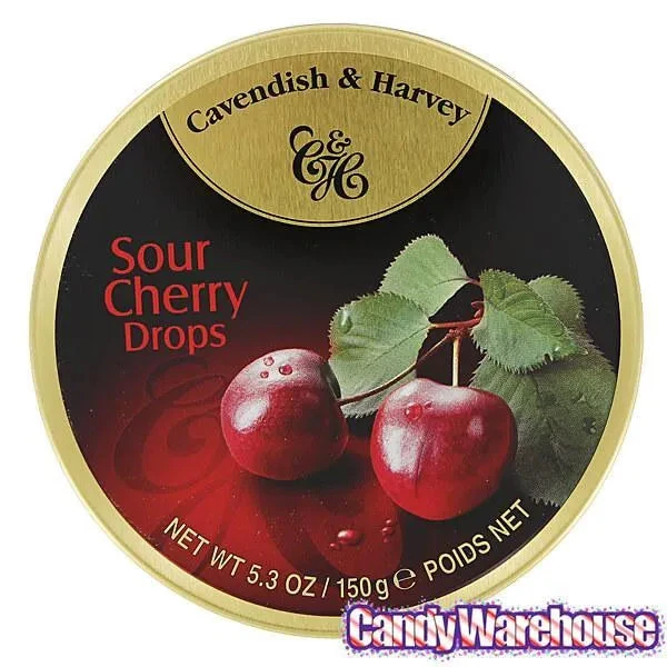 Cavendish & Harvey Hard Candy Drops Tins - Sour Cherry: 12-Piece Box 2 Cavendish & Harvey Hard Candy Drops Tins - Sour Cherry: 12-Piece Box - Image 2