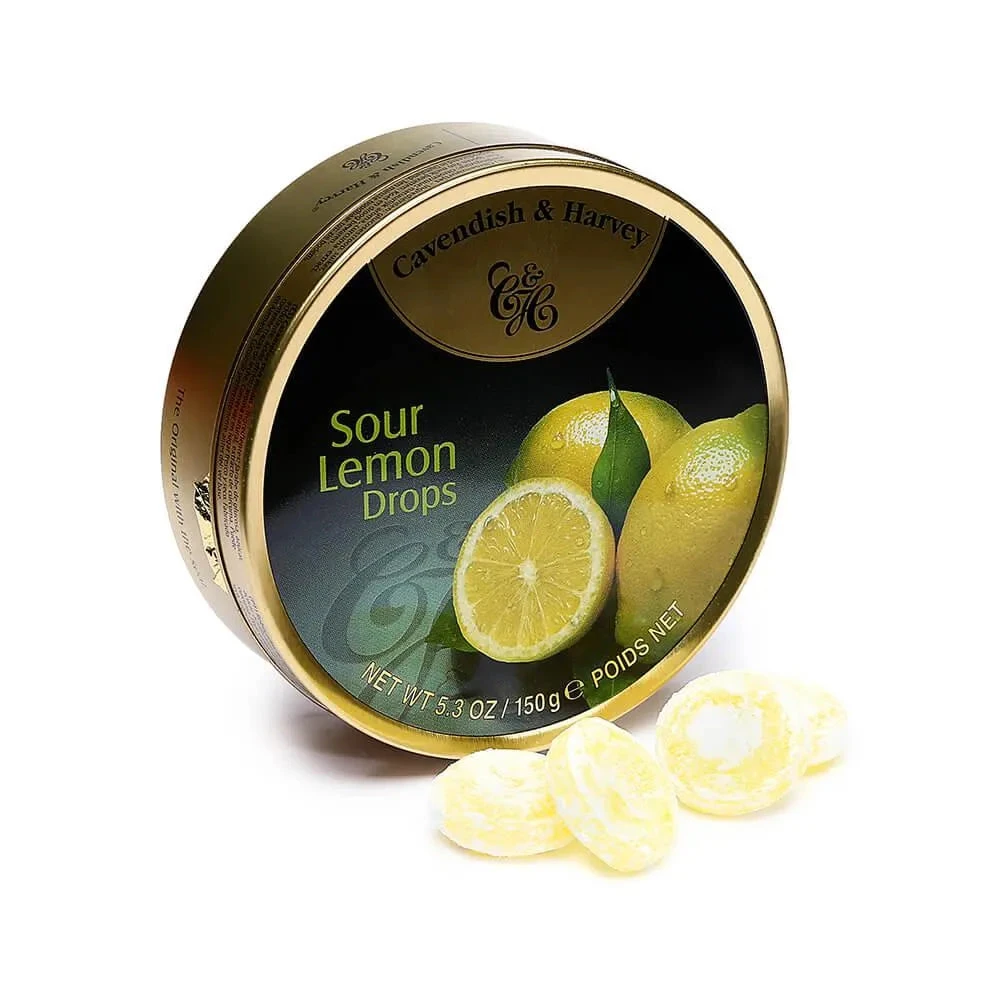 Cavendish & Harvey Hard Candy Drops Tins - Sour Lemon: 12-Piece Box 1 Cavendish & Harvey Hard Candy Drops Tins - Sour Lemon: 12-Piece Box