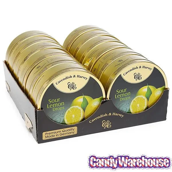 Cavendish & Harvey Hard Candy Drops Tins - Sour Lemon: 12-Piece Box 3 Cavendish & Harvey Hard Candy Drops Tins - Sour Lemon: 12-Piece Box - Image 3
