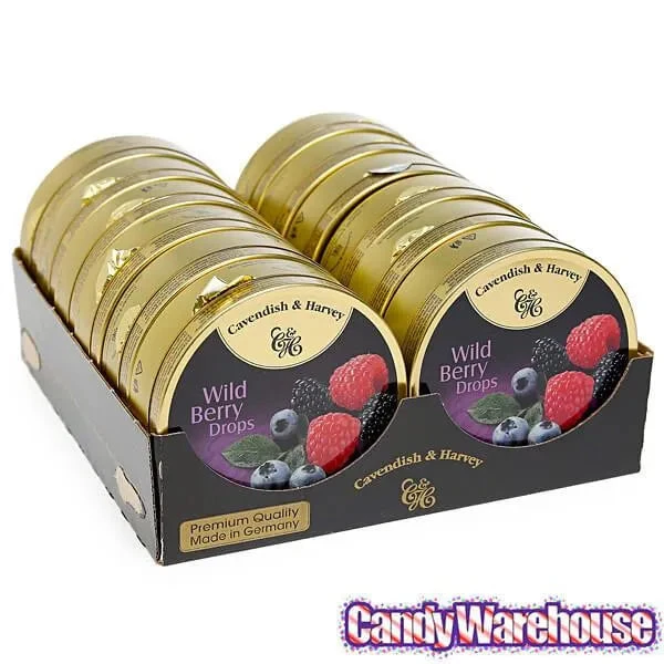 Cavendish & Harvey Hard Candy Drops Tins - Wild Berry: 12-Piece Box 2 Cavendish & Harvey Hard Candy Drops Tins - Wild Berry: 12-Piece Box - Image 2