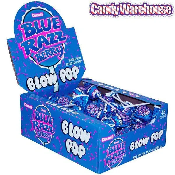 Charms Blow Pops - Blue Razzberry: 48-Piece Box 2 Charms Blow Pops - Blue Razzberry: 48-Piece Box - Image 2