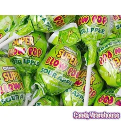 Charms Super Blow Pops - Sour Apple: 72-Piece Set -Candy Haven Shop charms super blow pops sour apple 72 piece set candy warehouse 3