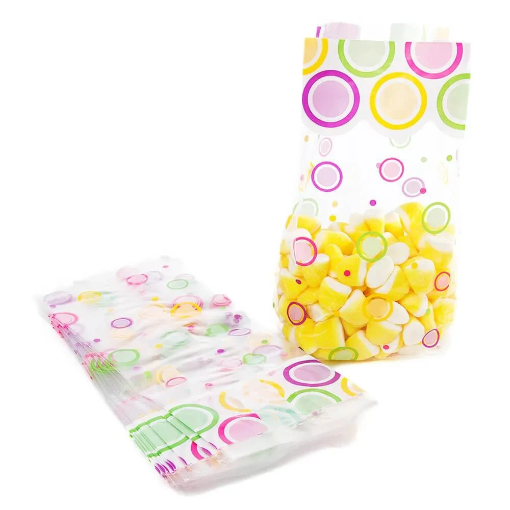 Clear Cello Candy Bags With Bright Modern Dots: 100-Piece Box 1 Clear Cello Candy Bags With Bright Modern Dots: 100-Piece Box