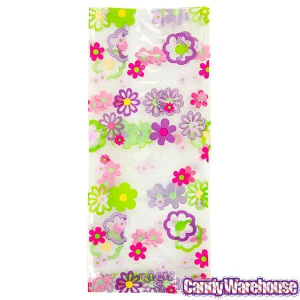 Clear Cello Candy Bags With Groovy Flowers: 100-Piece Box 2 Clear Cello Candy Bags With Groovy Flowers: 100-Piece Box - Image 2