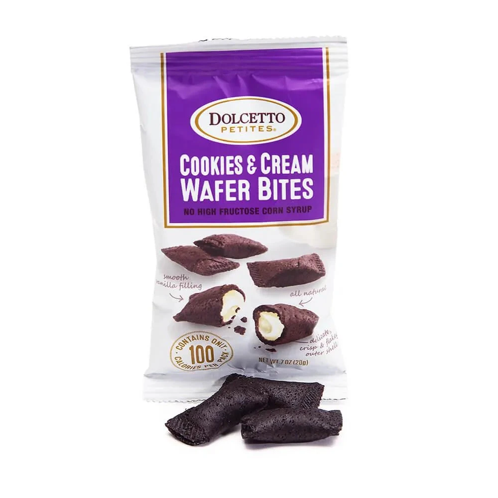 Dolcetto Cookies & Cream-Filled Wafer Bites Packs: 24-Piece Display 1 Dolcetto Cookies & Cream-Filled Wafer Bites Packs: 24-Piece Display