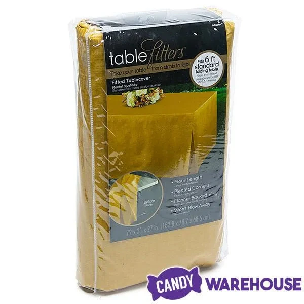 Fitted Table Cover For Standard 6-Foot Rectangular Table - Gold 2 Fitted Table Cover For Standard 6-Foot Rectangular Table - Gold - Image 2