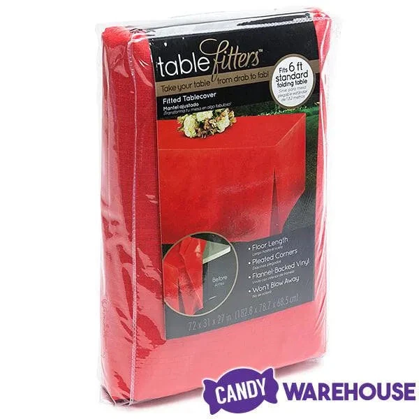 Fitted Table Cover For Standard 6-Foot Rectangular Table - Red 2 Fitted Table Cover For Standard 6-Foot Rectangular Table - Red - Image 2