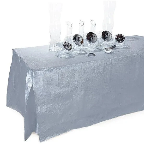 Fitted Table Cover For Standard 6-Foot Rectangular Table - Silver 1 Fitted Table Cover For Standard 6-Foot Rectangular Table - Silver
