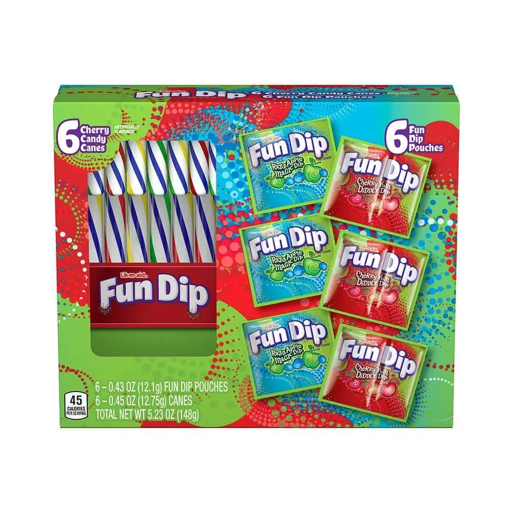 Fun Dip And Rainbow Cherry Candy Canes: 6-Piece Box 1 Fun Dip And Rainbow Cherry Candy Canes: 6-Piece Box