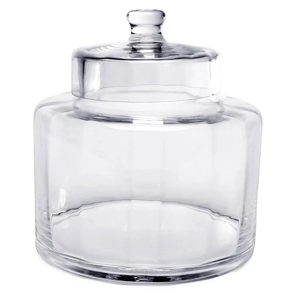 Glass Candy Jar With Lid - Optic: 8-Inch 1 Glass Candy Jar With Lid - Optic: 8-Inch