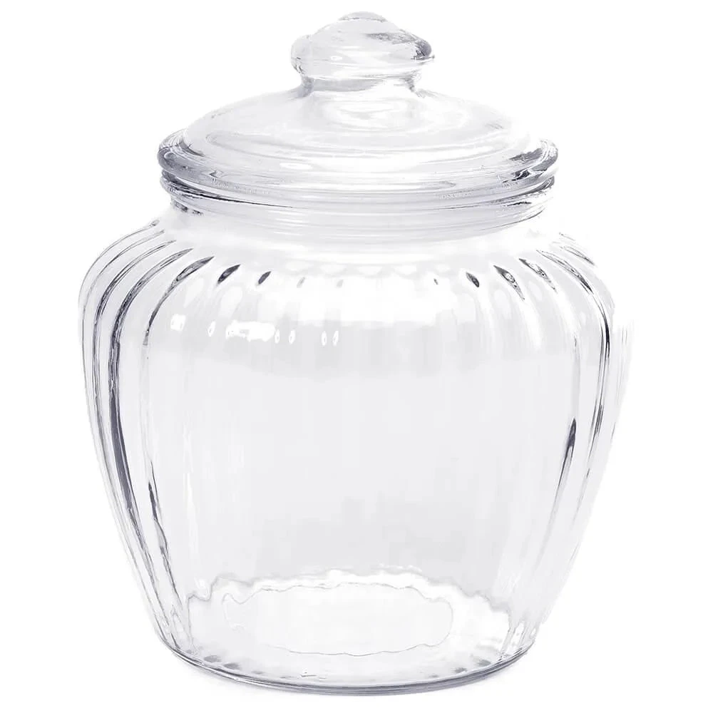Glass Optic 40-Ounce Candy Jar With Glass Lid 1 Glass Optic 40-Ounce Candy Jar With Glass Lid