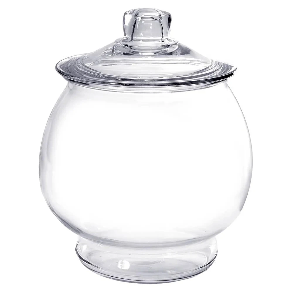 Glass Round 1-Gallon Candy Jar With Glass Lid 1 Glass Round 1-Gallon Candy Jar With Glass Lid