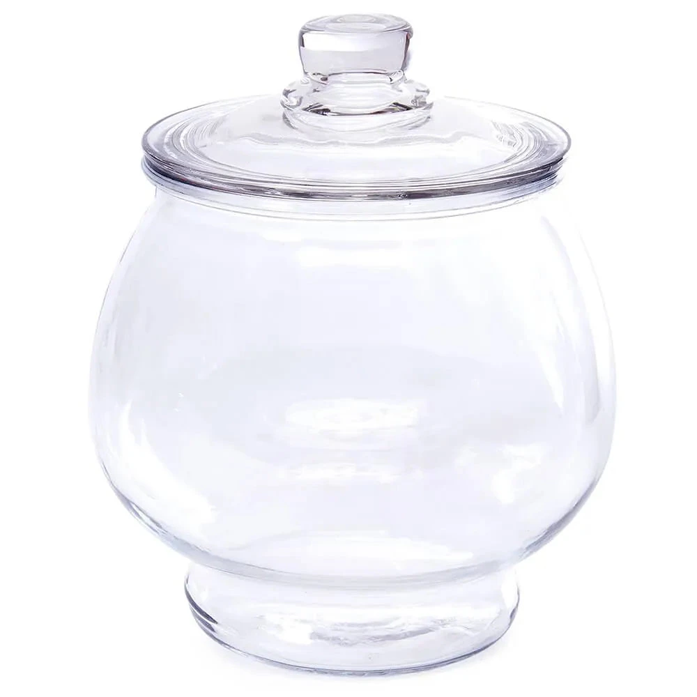 Glass Round 1/2-Gallon Candy Jar With Glass Lid 1 Glass Round 1/2-Gallon Candy Jar With Glass Lid