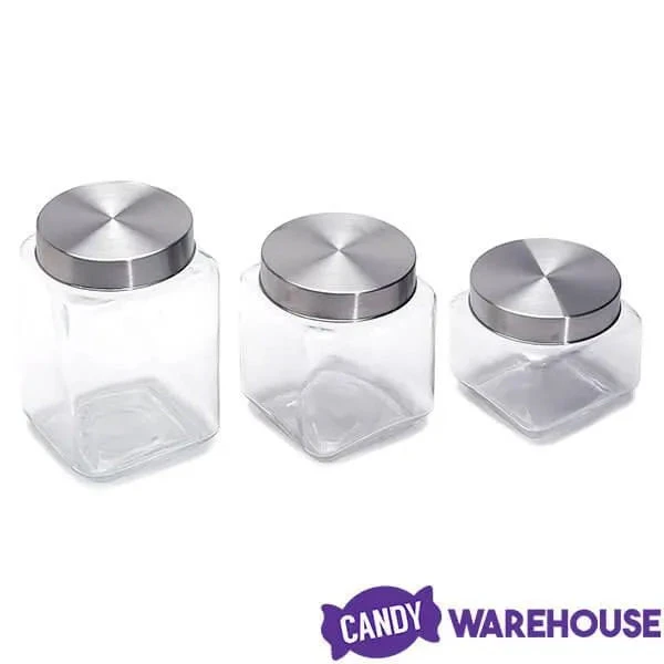 Glass Square Candy Jar With Lid - Large 2 Glass Square Candy Jar With Lid - Large - Image 2