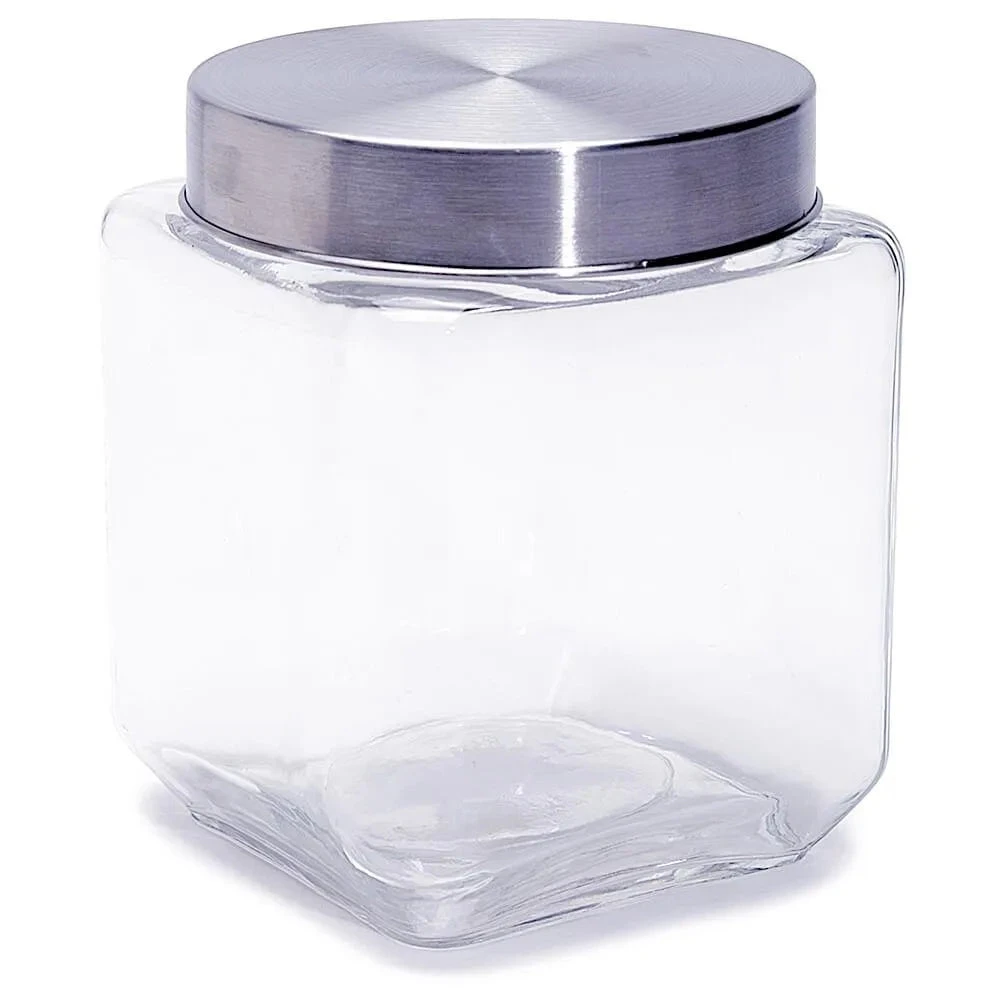 Glass Square Candy Jar With Lid - Medium 1 Glass Square Candy Jar With Lid - Medium