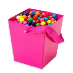 Hot Pink Cardboard Buckets With Ribbon Handles: 6-Piece Set