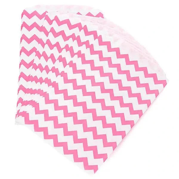 Hot Pink Chevron Stripe Candy Bags: 25-Piece Pack 1 Hot Pink Chevron Stripe Candy Bags: 25-Piece Pack