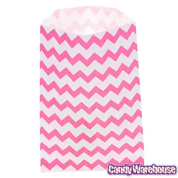 Hot Pink Chevron Stripe Candy Bags: 25-Piece Pack 2 Hot Pink Chevron Stripe Candy Bags: 25-Piece Pack - Image 2