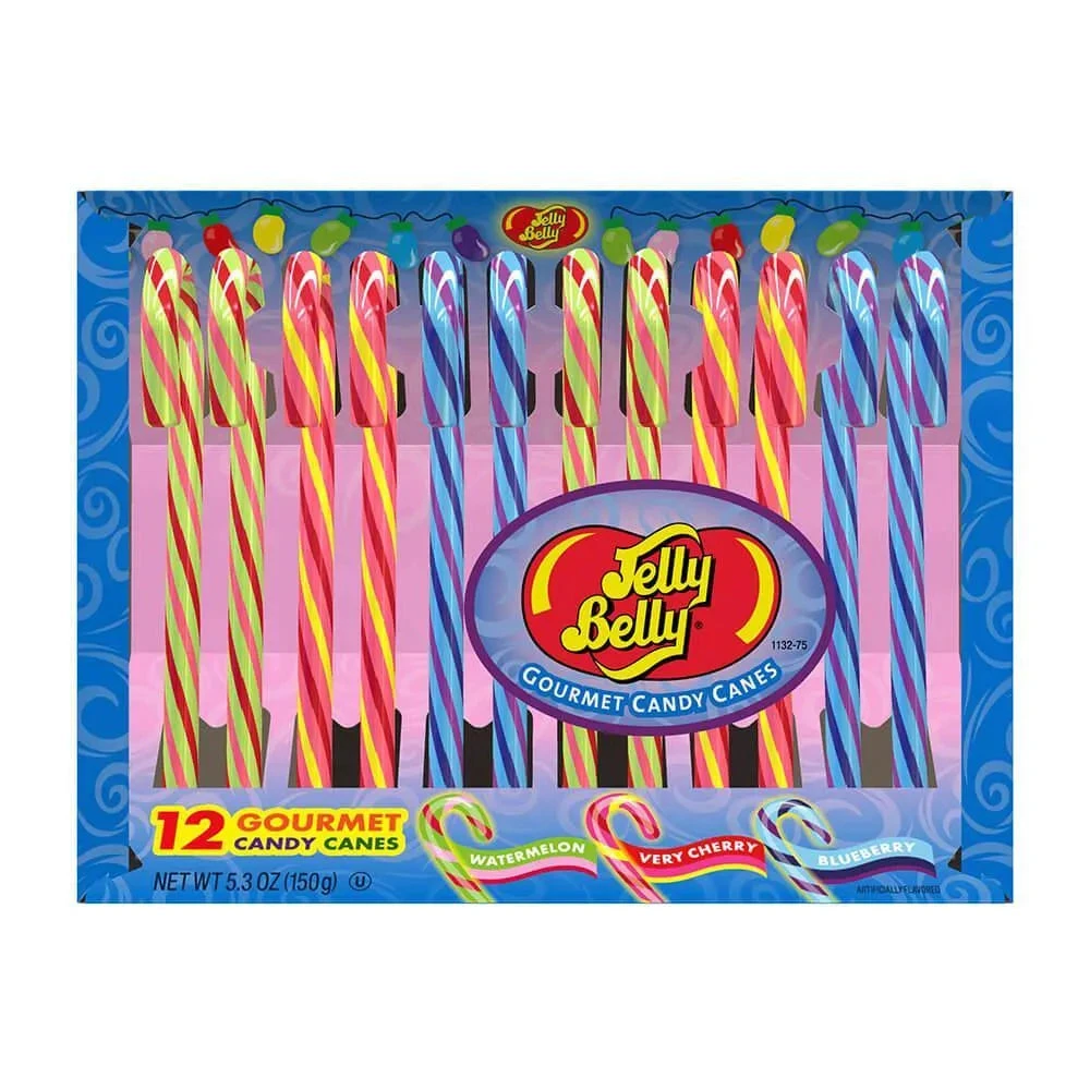Jelly Belly Candy Canes - Very Cherry, Blueberry, & Watermelon: 12-Piece Box 1 Jelly Belly Candy Canes - Very Cherry, Blueberry, & Watermelon: 12-Piece Box
