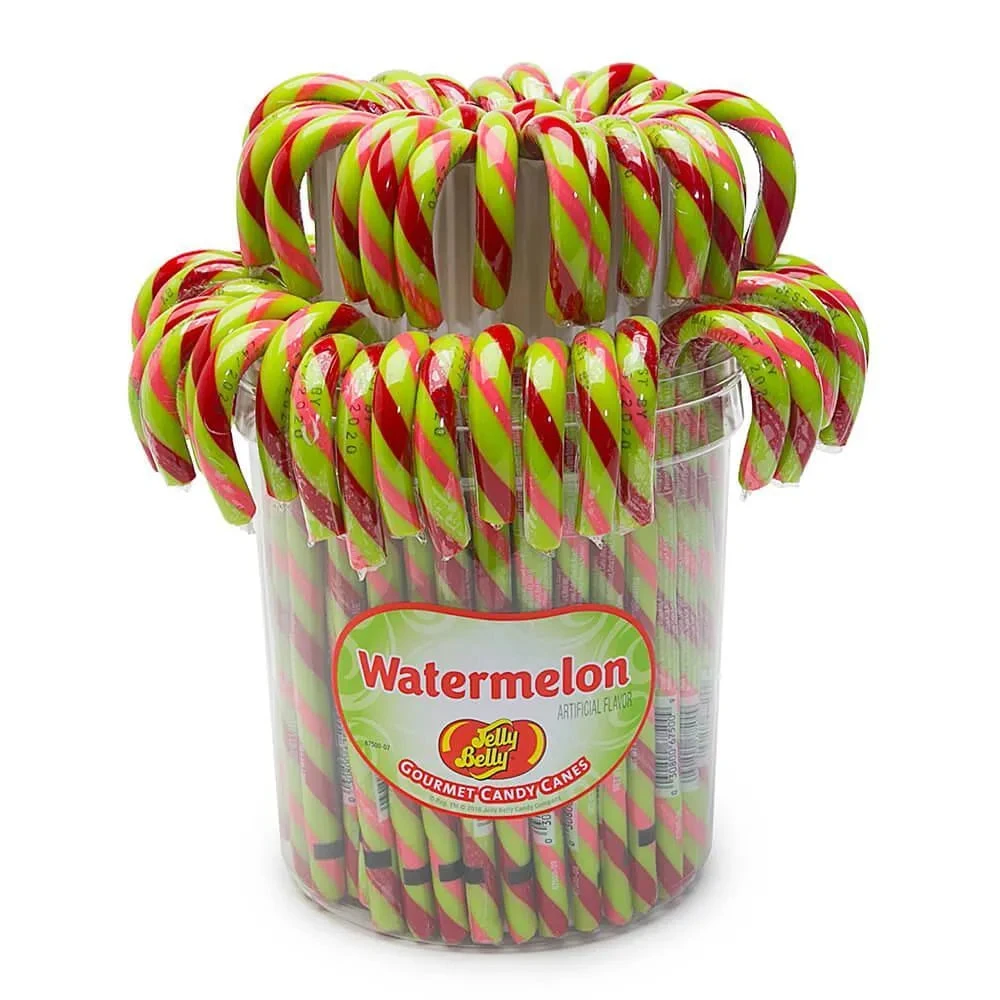 Jelly Belly Candy Canes - Watermelon: 80-Piece Bucket 1 Jelly Belly Candy Canes - Watermelon: 80-Piece Bucket