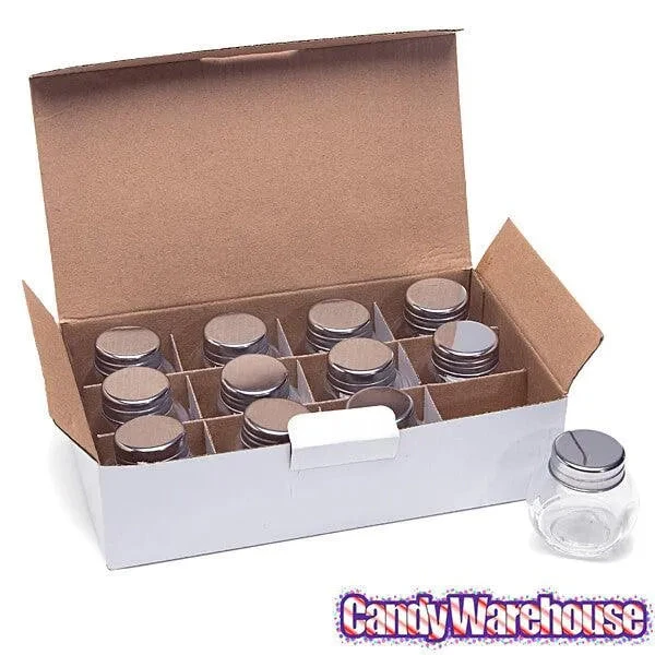 Mini Glass Favor Jars - 1.5-Ounce Candy Jar With Silver Top: 12-Piece Set 2 Mini Glass Favor Jars - 1.5-Ounce Candy Jar With Silver Top: 12-Piece Set - Image 2